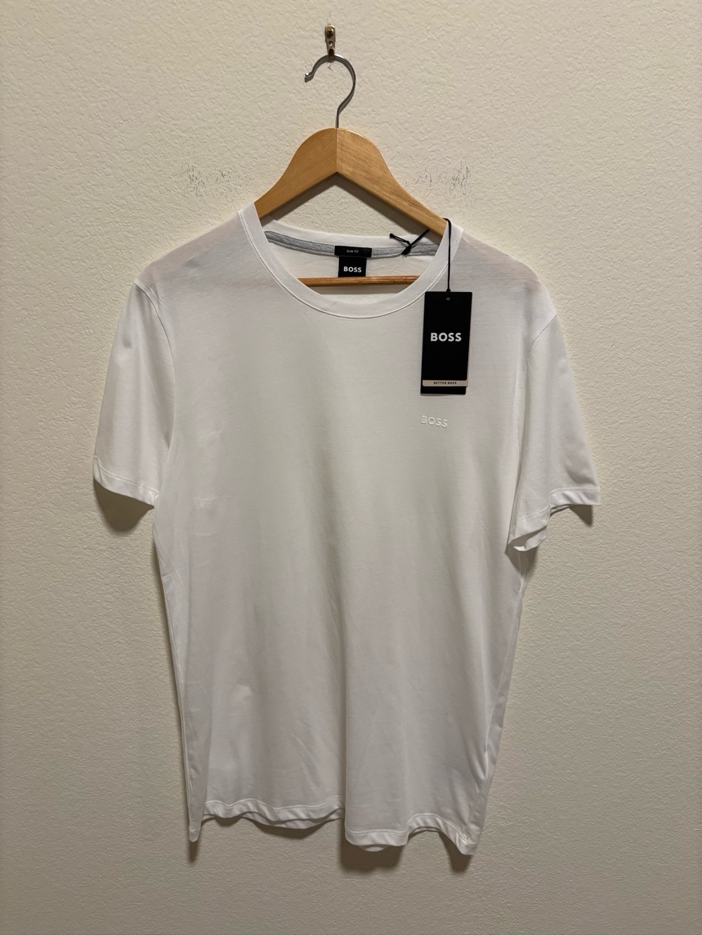 NWT BOSS Men’s White Logo Crew Neck T-Shirt